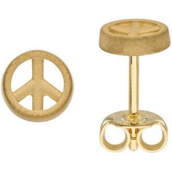 JOBO Ohrringe Friedenszeichen, gelb, 375 Gold, 6 mm
