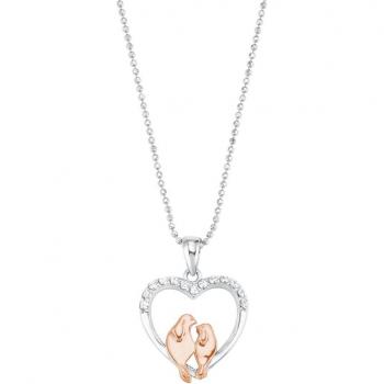 Collar de plata 925 con colgante de pájaros y circonitas
