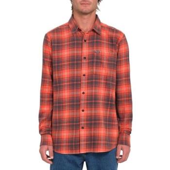 Volcom Top a maniche lunghe in stile plaid rosso vivo S