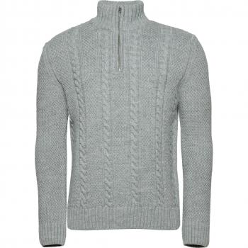 Wollmisch‑Zopf‑Pullover von Superdry – Henley‑Stil