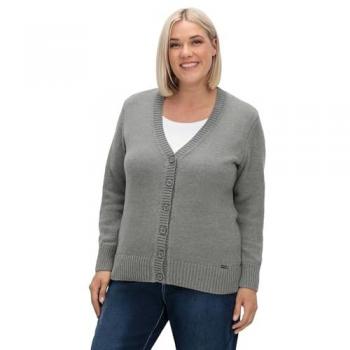 Figurbetonte Strickjacke mit V-Ausschnitt von Sheego, Gr. 54