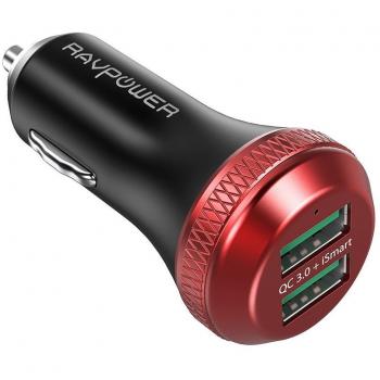 RAVPower RapidCharge 3.0 40W Caricatore Doppio per Veicolo