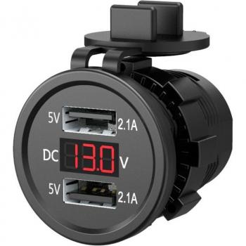 Adaptateur USB étanche 25 V 2,1 A – Chargeur véhicule 12 V avec indicateur de tension