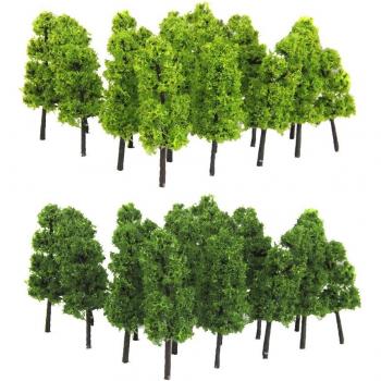 Escenario de Trenes 1/200 – Kit de Árboles Verdes (Oscuro y Claro)