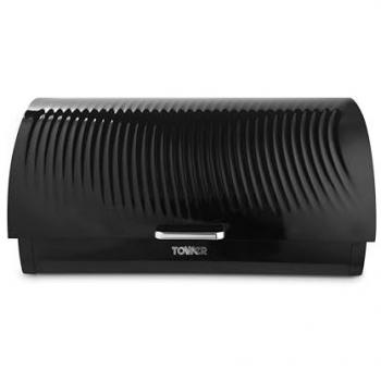 Black Roll‑Top Bread Bin – Tower Model