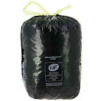 Delaisy Kargo 124174 Sac poubelle à liens coulissants, 23 µ, NF, 30 L, Noir
