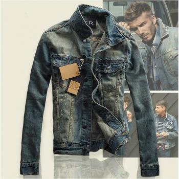 Slim Fit Distressed Denim Jacket