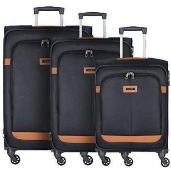 Samsonite Caphir Spinner Triples: 3 Maletas 4 Ruedas en Negro Cognac