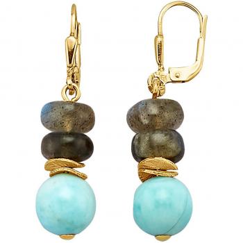 WENZ Luxus-Ohrringe für Frauen – Labradorit + Larimar