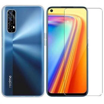 Funda de Silicona Transparente y Protector de Pantalla para Realme 7