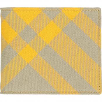Burberry Women's Checked Fabric Wallet Ecru 8078358153980 Color B7363 Checked Wallet Yellow Male ONE SIZE Wallets & Cardholders
