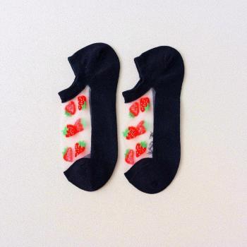 6 Pairs Women's Transparent Fruit Print Socks