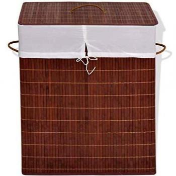 Bamboo Laundry Bin Rectangular Brown Vidaxl