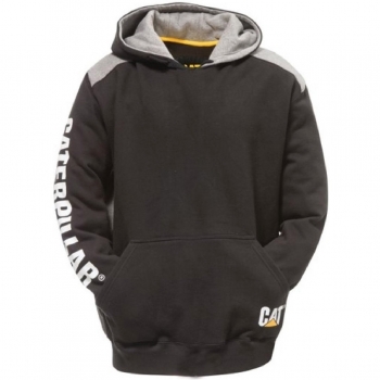 Caterpillar CAT Logo black Mens panel hoodie hooded sweatshirt
