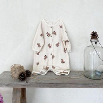 Baby Girls Bear Print Long Sleeve One Piece