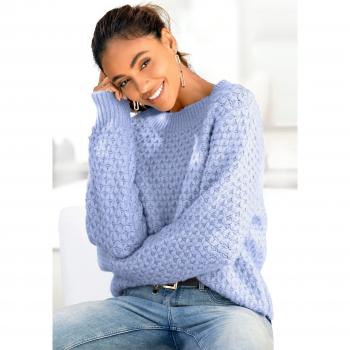 Vivance Damen Pullover – 72% Polyacryl, 25% Polyamid, 3% Elasthan, blau