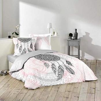 Housse de couette 220x240 Namaste + 2 taies 100% coton Rose