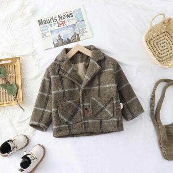 Abrigo de Bebé Niño en Estilo Inglés con Cuadros