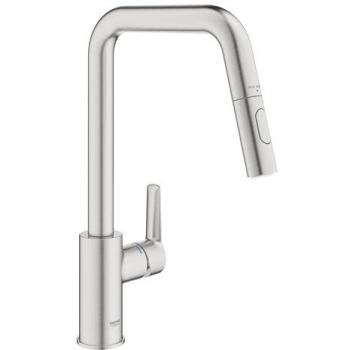 Grohe Start Einhand-Spültischarmatur 30631DC0 supersteel, hoher Auslauf, Dual Spülbrause