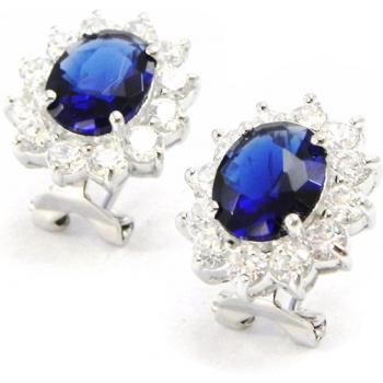 I4016 – Orecchini Argento Victorina di Lily con Saffiro Bianco Argenteo (Rhodié) 16×14 mm Blu