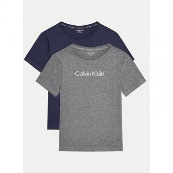 Calvin Klein Unterwäsche Kinder‑T-Shirt Set „Logoschrift“, 2‑teilige Packung, Grau, Regular Fit