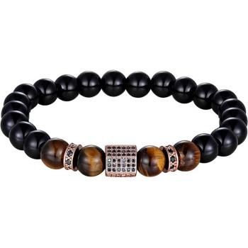 Pulsera Elástica de Zirconia Cúbica y Piedras Naturales para Hombres