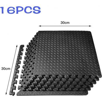 Tappeto Giochi Eva Nero – Pacchetto 30x30 cm, 16 Pezzi per Casa e Piscina