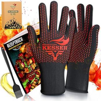 Guanti da padella Kesser in tessuto aramidico Nero/Rosso