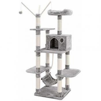Albero per Gatti con Amaca e Piattaforme Altezza 154 cm Grigio