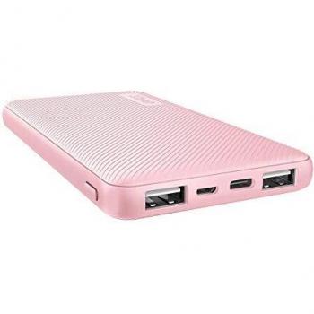 Slim Pink 10k‑Capacity PowerBank – Compatible with Phones & Tablets