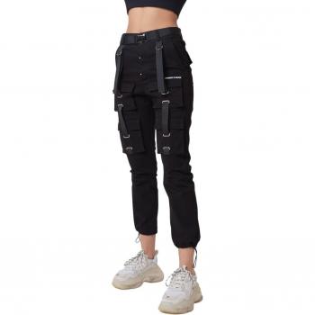Project X Paris Damen-Jogginganzug Noir mit Taschen und Riemen-Detail Größe L