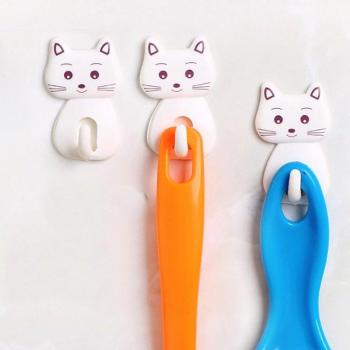 3Pcs Cat Wall Hooks for Bathroom and Kitchen
