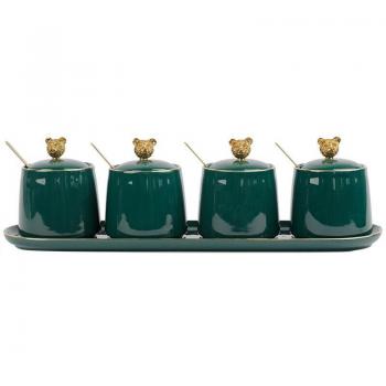 Kit d'Assaisonnements en Porcelaine Verte Nordique