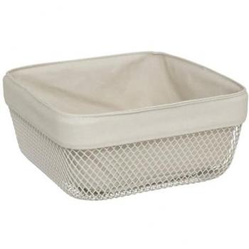 Cestino pane Mayaj: metallo + cotone beige 25,5 x 25,5 cm