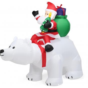 Aufblasbarer LED Eisbär mit Weihnachtsmann