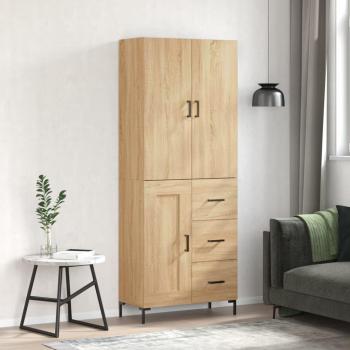 Sonoma-Eiche Highboard 69,5x34x180 cm mit 1 Tür und 3 Schubladen