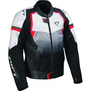 Blouson DIFI Oakland Aerotex cuir moto imperméable perforé Noir Blanc Rouge 54