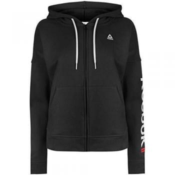 Reebok Damen Linear Logo Zipjacke – Schwarz – XL‑Größe