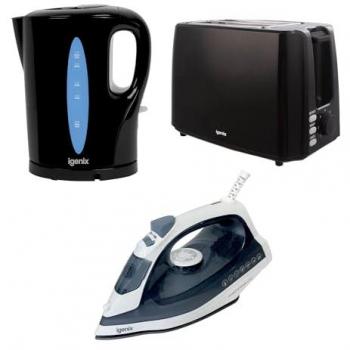 IGENIX Black 1.7L Kettle & Two‑Slice Toaster Set (Model IG3116)