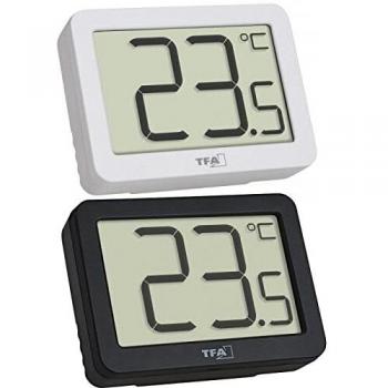 TFA-Dostmann Digitales Thermometer TFA 30.1065 Universalthermometer zur Temperaturkontrolle in ihren Räumen, 2er Set schwarz+weiss