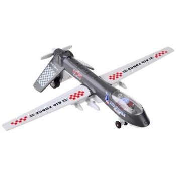 Bojový dron s kovovou konstrukcí, černý