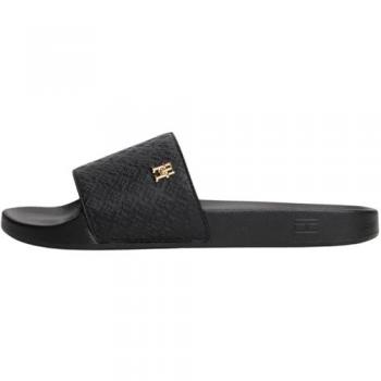 Pantoletten Tommy Hilfiger Th Monogram Poolside FW0FW08525 Schwarz
