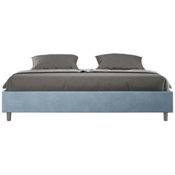 Letto King Size Imbottito 200x200 in Microfibra Colore Azzurro