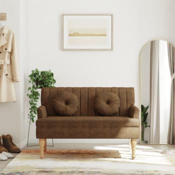 VidaXL Banco con cojines ante sintético marrón 113x64,5x75,5 cm