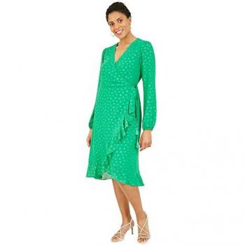Yumi Women's Green Frill Wrap Dress