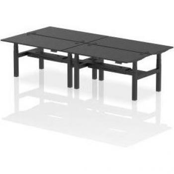Dynamic Air Back-to-Back Wide Height Adjustable Sit Stand Bench Desk with Cable Management System Black Finish and Black Frame