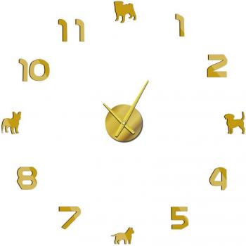 3D Mirror Wall Sticker Dog Clock