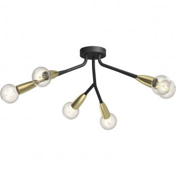 Lucande Carlea Luminaire Noir Laiton – 6 lampes