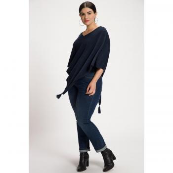 Plus Size Knit Tassel Trim Poncho, Women's 32-38, Viscose/Cotton/Synthetic Blend