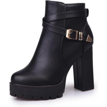 Glamorous High Heel Leather Ankle Boots for Parties